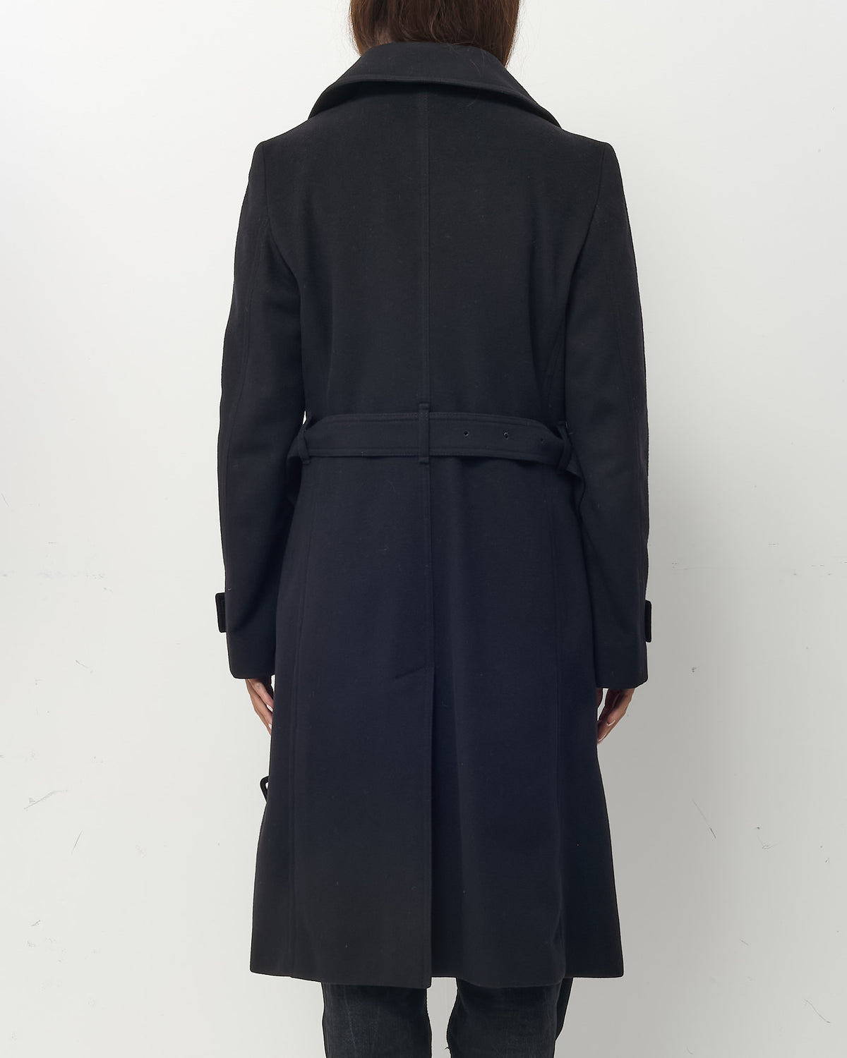 Burberry Black Wool/Cashmere Baswick Belted Long Coat - US 8