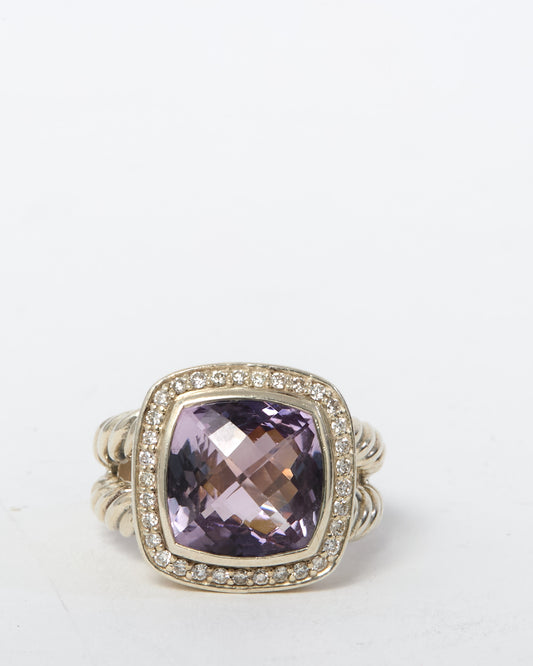 David Yurman Sterling Silver Amethyst and Diamond 11mm Albion Ring - 6