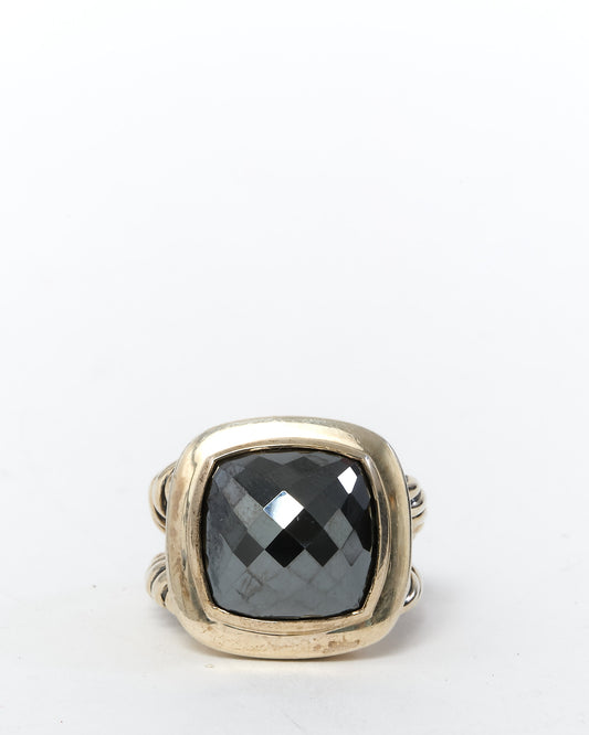 David Yurman Sterling Silver Hematine Stone 17mm Albion Ring - 6