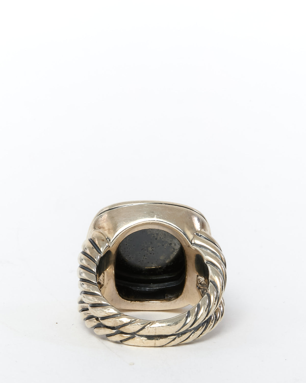 David Yurman Sterling Silver Hematine Stone 17mm Albion Ring - 6