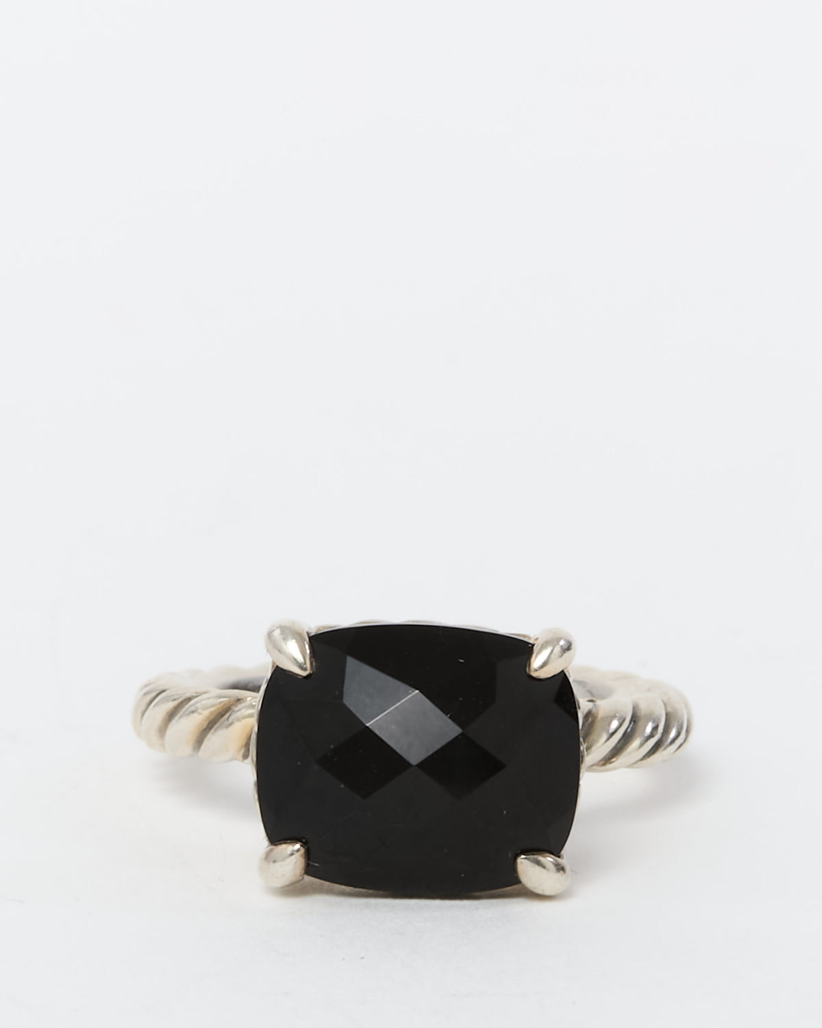 David Yurman Sterling Silver Black Onyx E/W Chatelaine Ring - 6