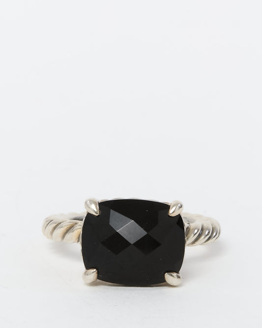 David Yurman Sterling Silver Black Onyx E/W Chatelaine Ring - 6