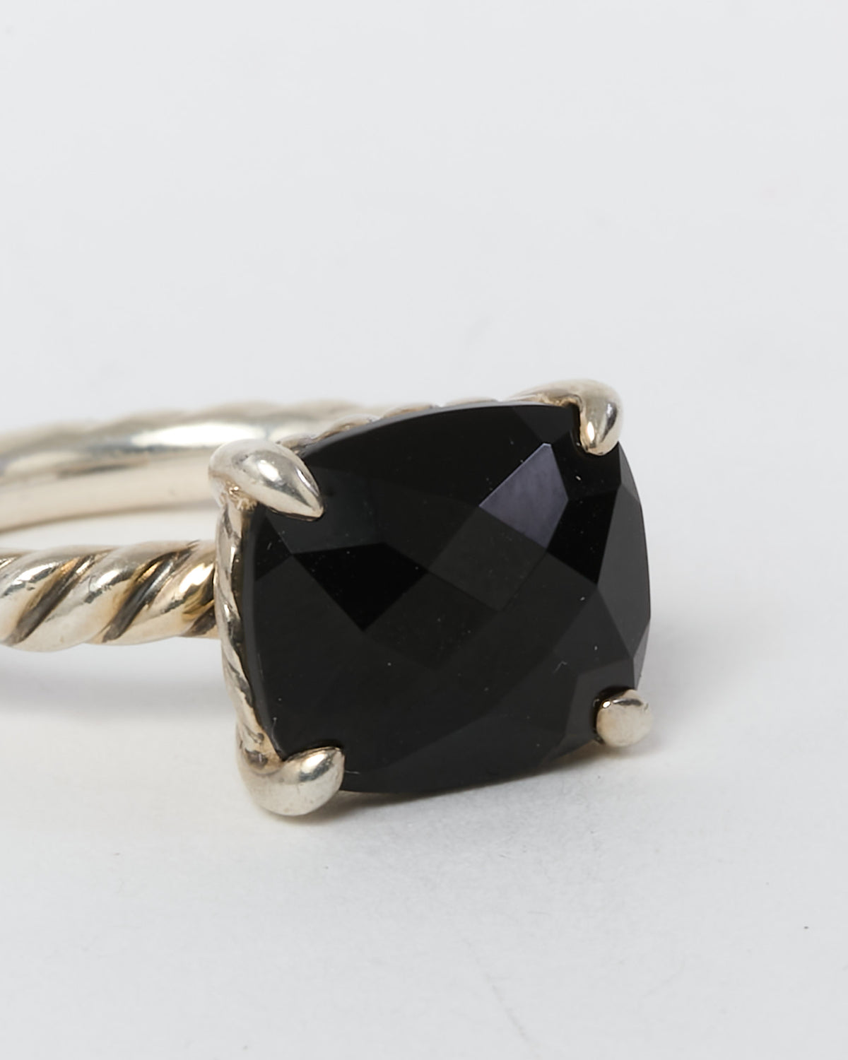 David Yurman Sterling Silver Black Onyx E/W Chatelaine Ring - 6