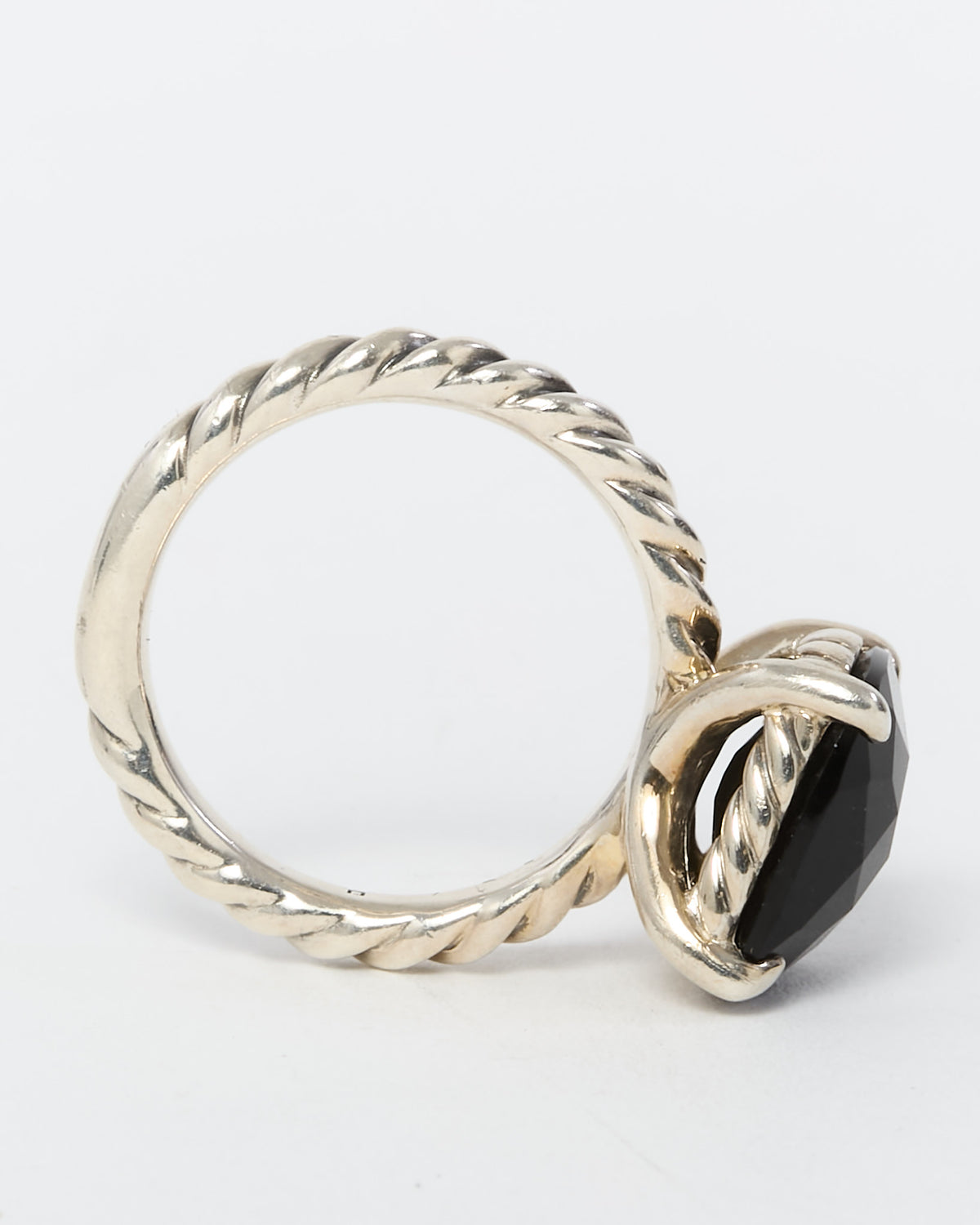 David Yurman Sterling Silver Black Onyx E/W Chatelaine Ring - 6