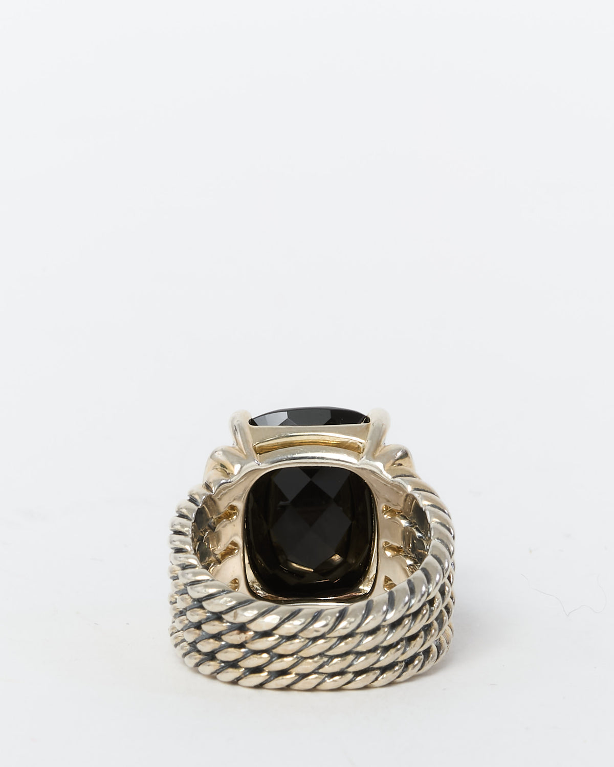 David Yurman Sterling Silver Black Onyx and Diamond Wheaton Ring - 6