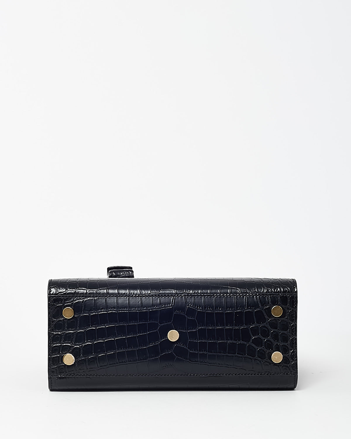 Saint Laurent Black Shiny Croc Embossed Leather Baby Sac De Jour Bag with Strap