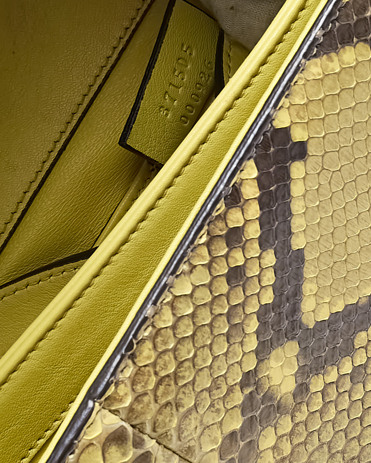 Gucci Beige/Yellow Snakeskin Crystal GG Broadway Shoulder Bag