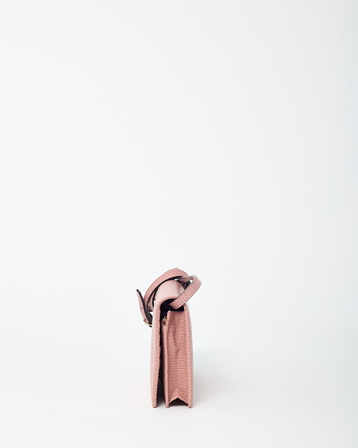 Gucci Pink Calfskin Leather Logo Swing WOC Wallet on Chain Crossbody Bag