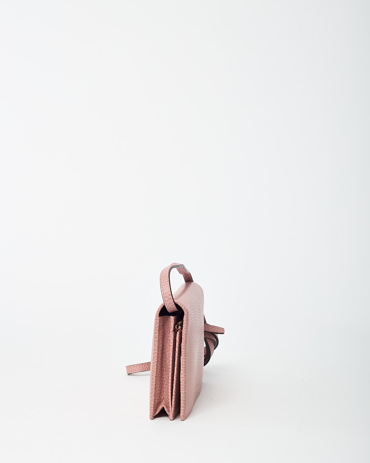 Gucci Pink Calfskin Leather Logo Swing WOC Wallet on Chain Crossbody Bag
