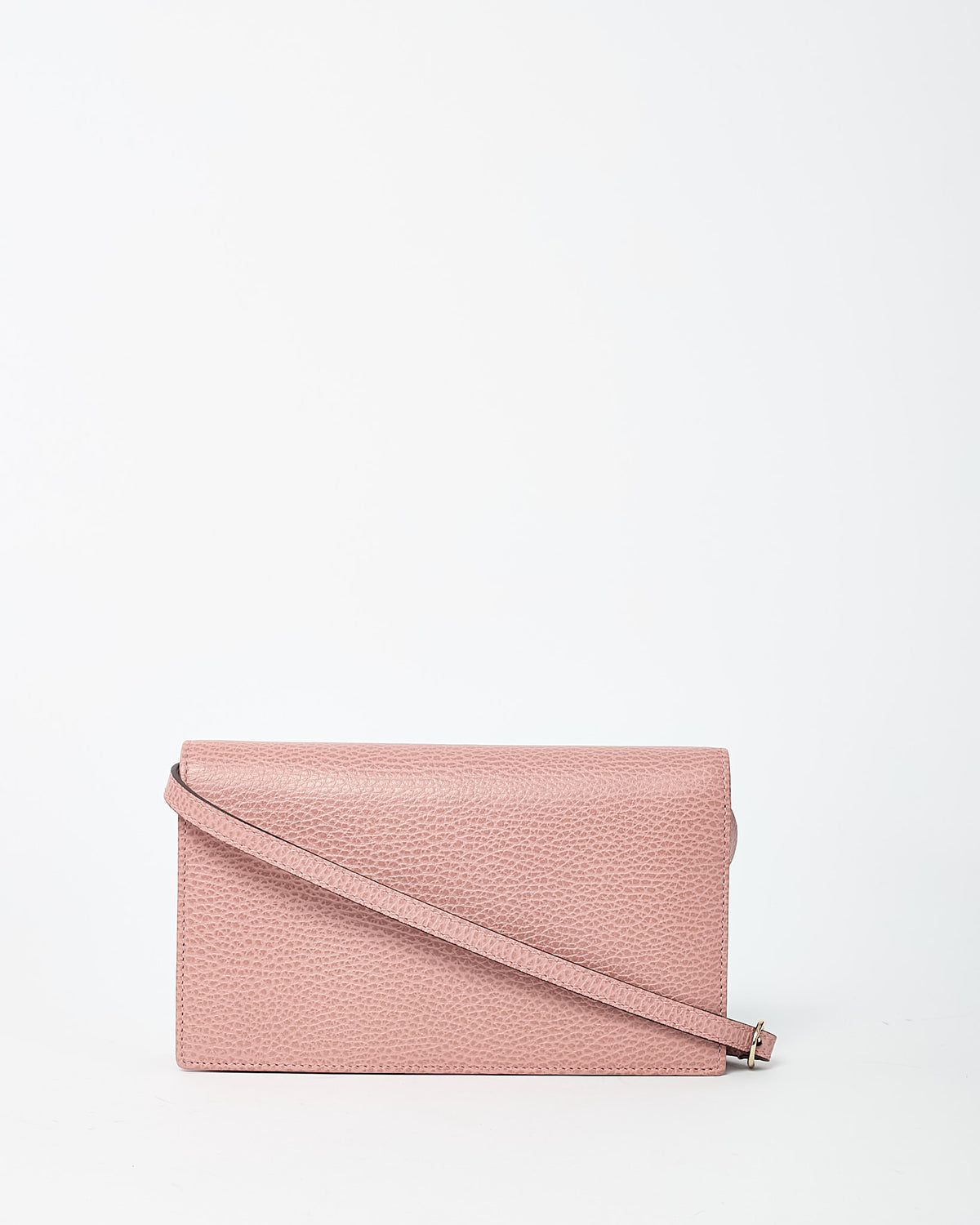 Gucci Pink Calfskin Leather Logo Swing WOC Wallet on Chain Crossbody Bag