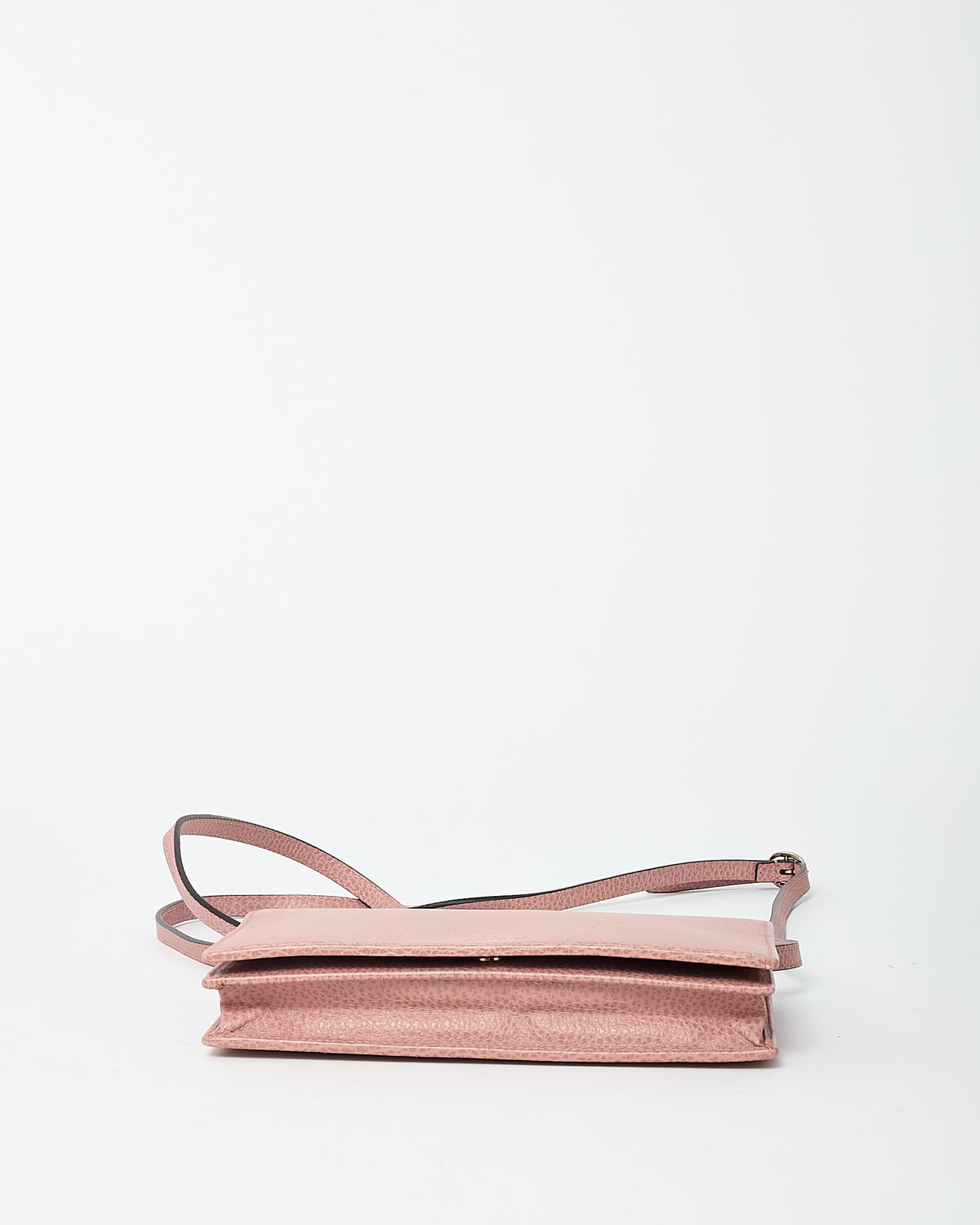 Gucci Pink Calfskin Leather Logo Swing WOC Wallet on Chain Crossbody Bag