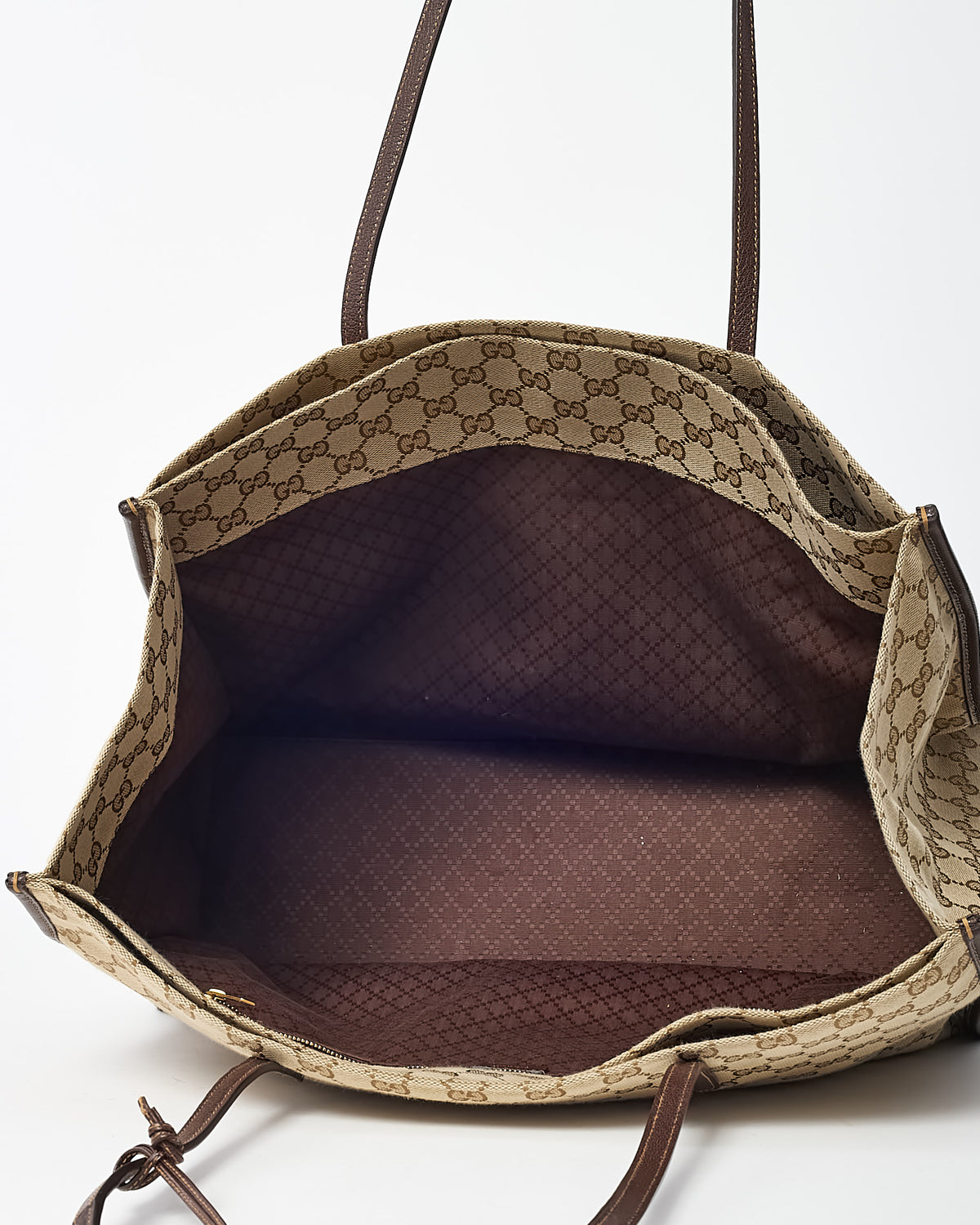Gucci Beige and Brown GG Monogram Canvas Londra Large Tote Bag