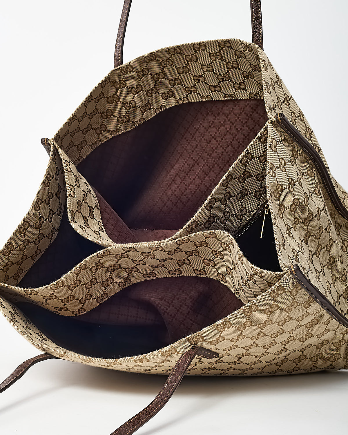 Gucci Beige and Brown GG Monogram Canvas Londra Large Tote Bag