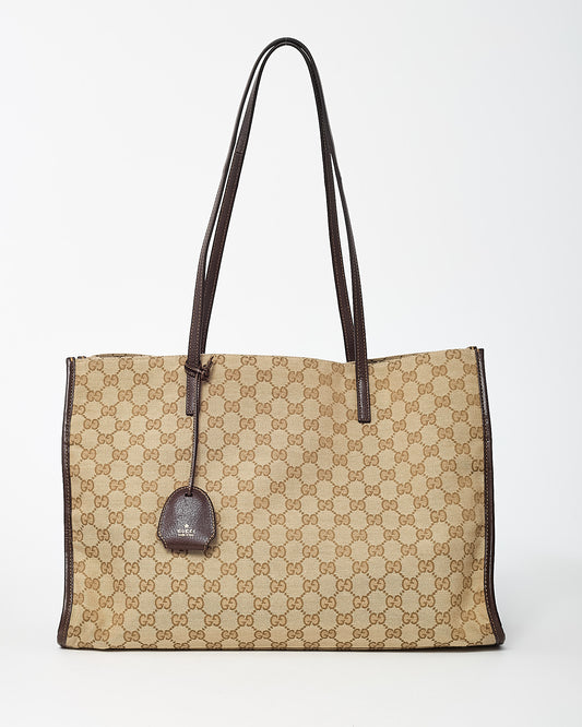 Gucci Beige and Brown GG Monogram Canvas Londra Large Tote Bag