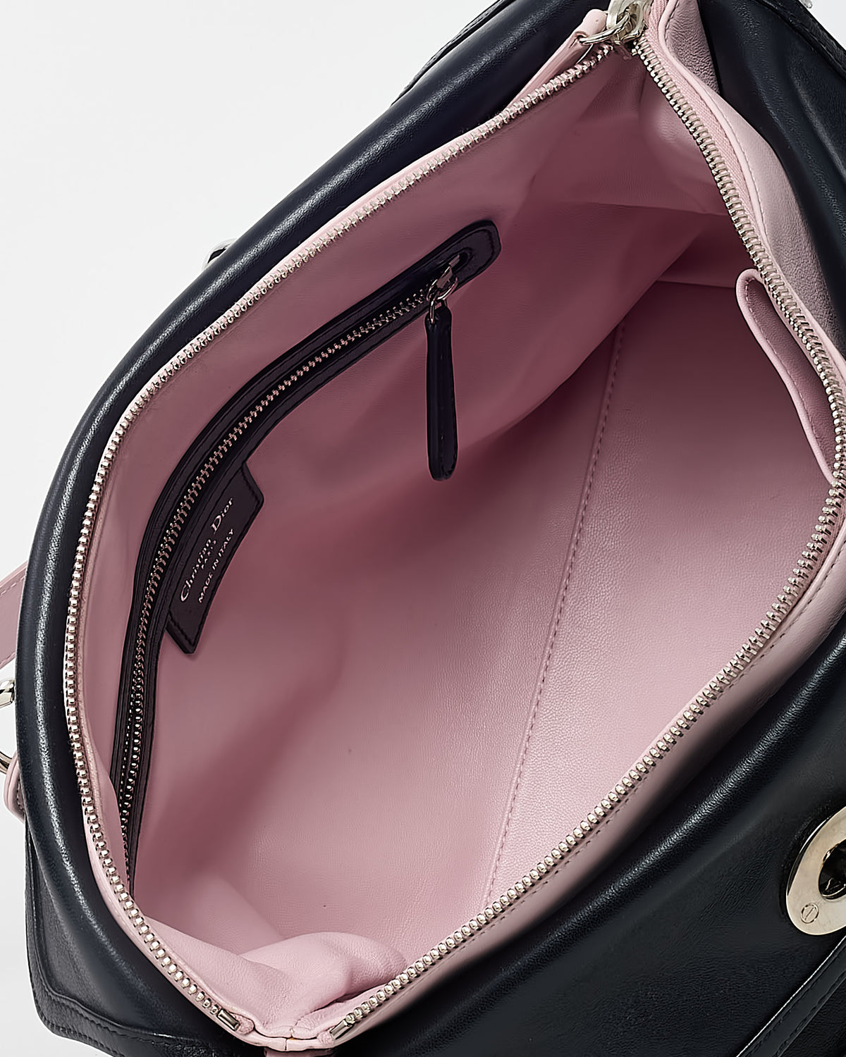Dior Black and Pink 2-Tone Cannage Leather Granville 2Way Tote Bag with Strap