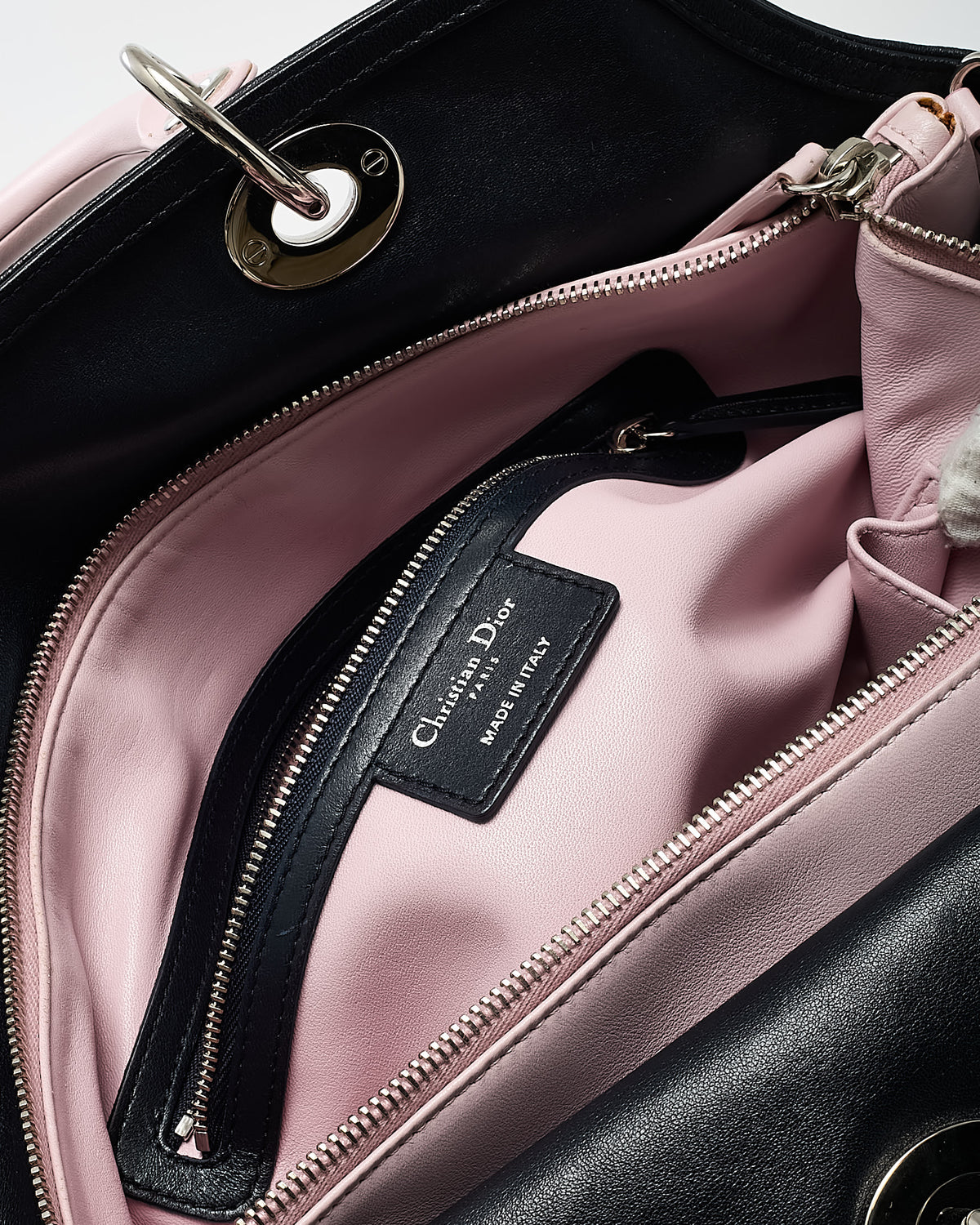 Dior Black and Pink 2-Tone Cannage Leather Granville 2Way Tote Bag with Strap