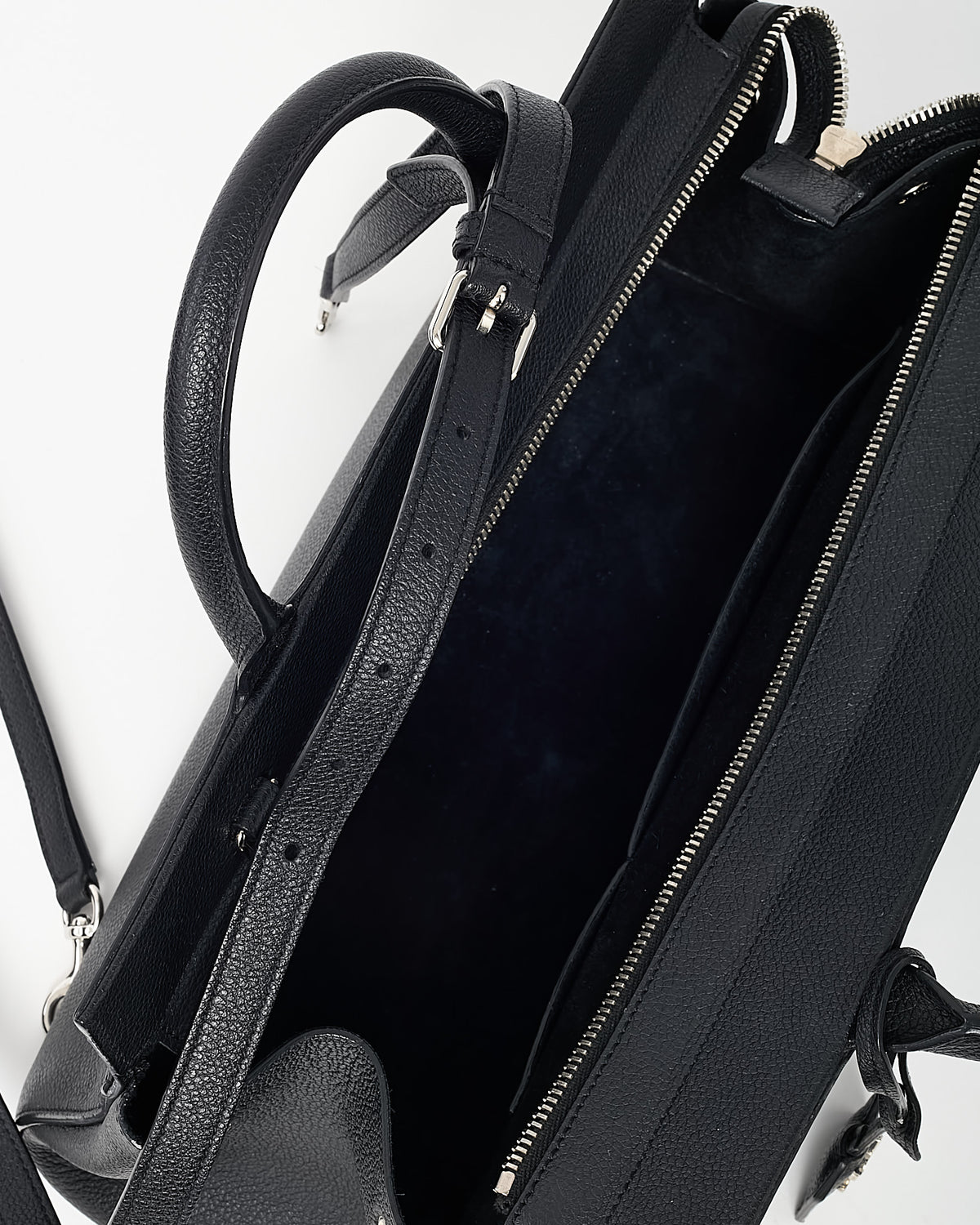 Saint Laurent Black Pebbled Leather Rive Gauche Cabas 2Way Bag with Strap