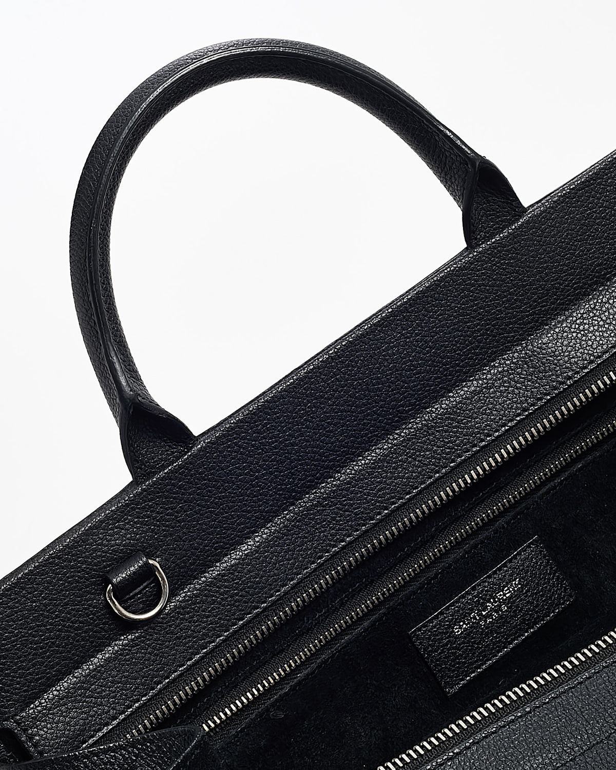 Saint Laurent Black Pebbled Leather Rive Gauche Cabas 2Way Bag with Strap