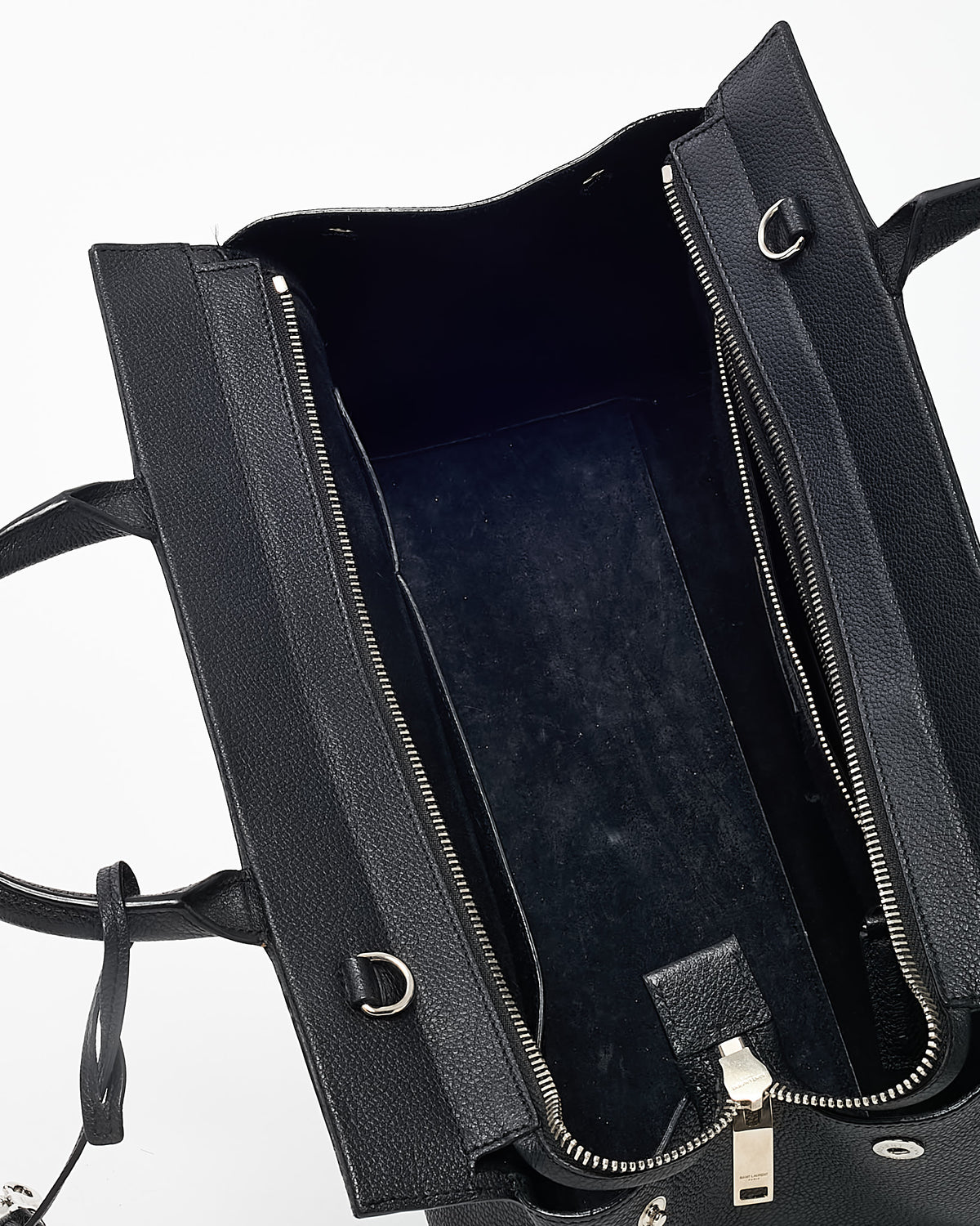Saint Laurent Black Pebbled Leather Rive Gauche Cabas 2Way Bag with Strap