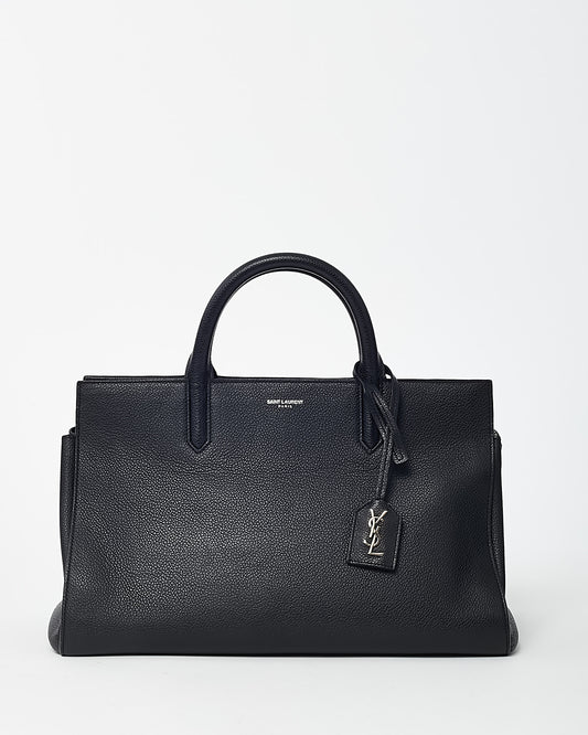 Saint Laurent Black Pebbled Leather Rive Gauche Cabas 2Way Bag with Strap