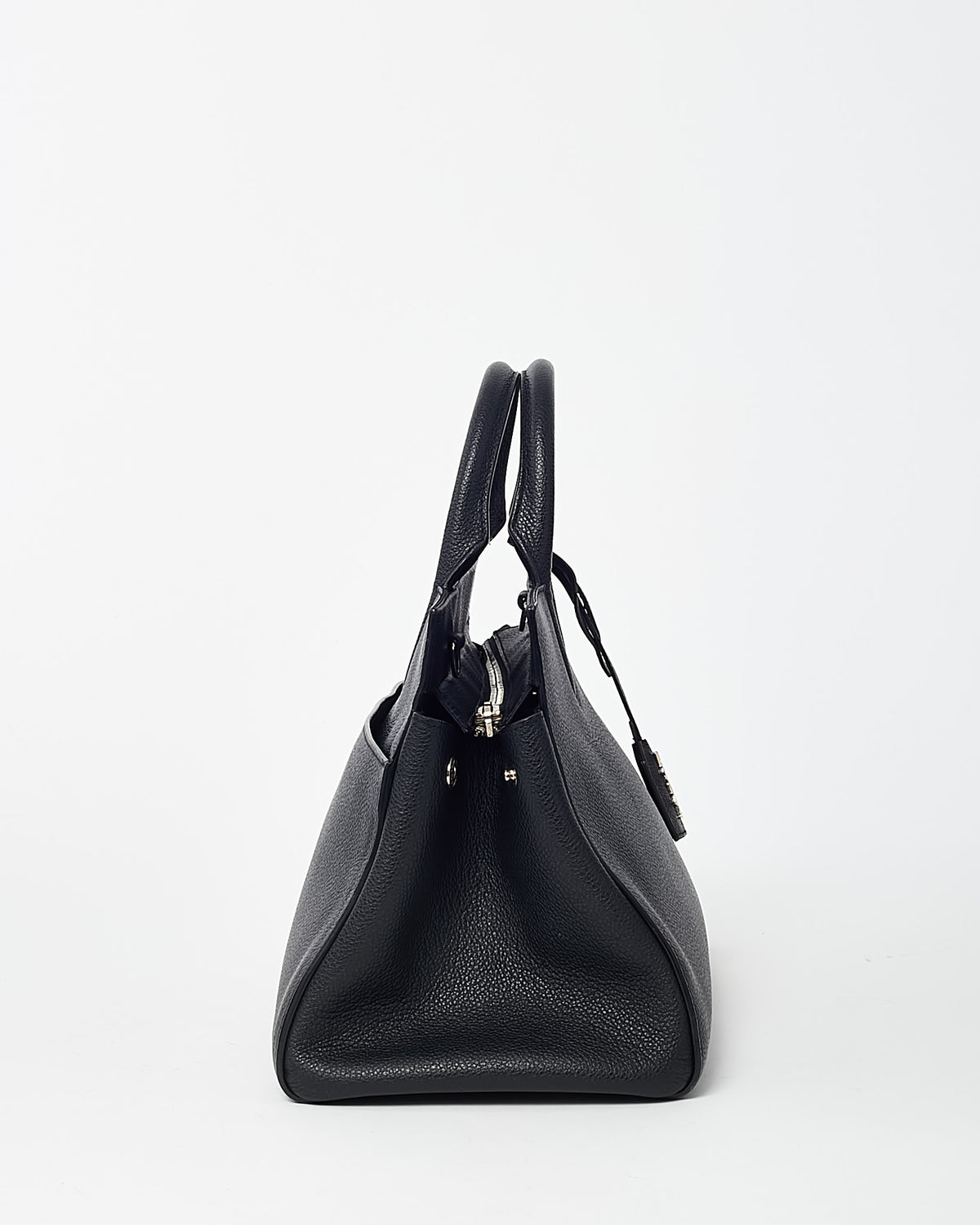 Saint Laurent Black Pebbled Leather Rive Gauche Cabas 2Way Bag with Strap
