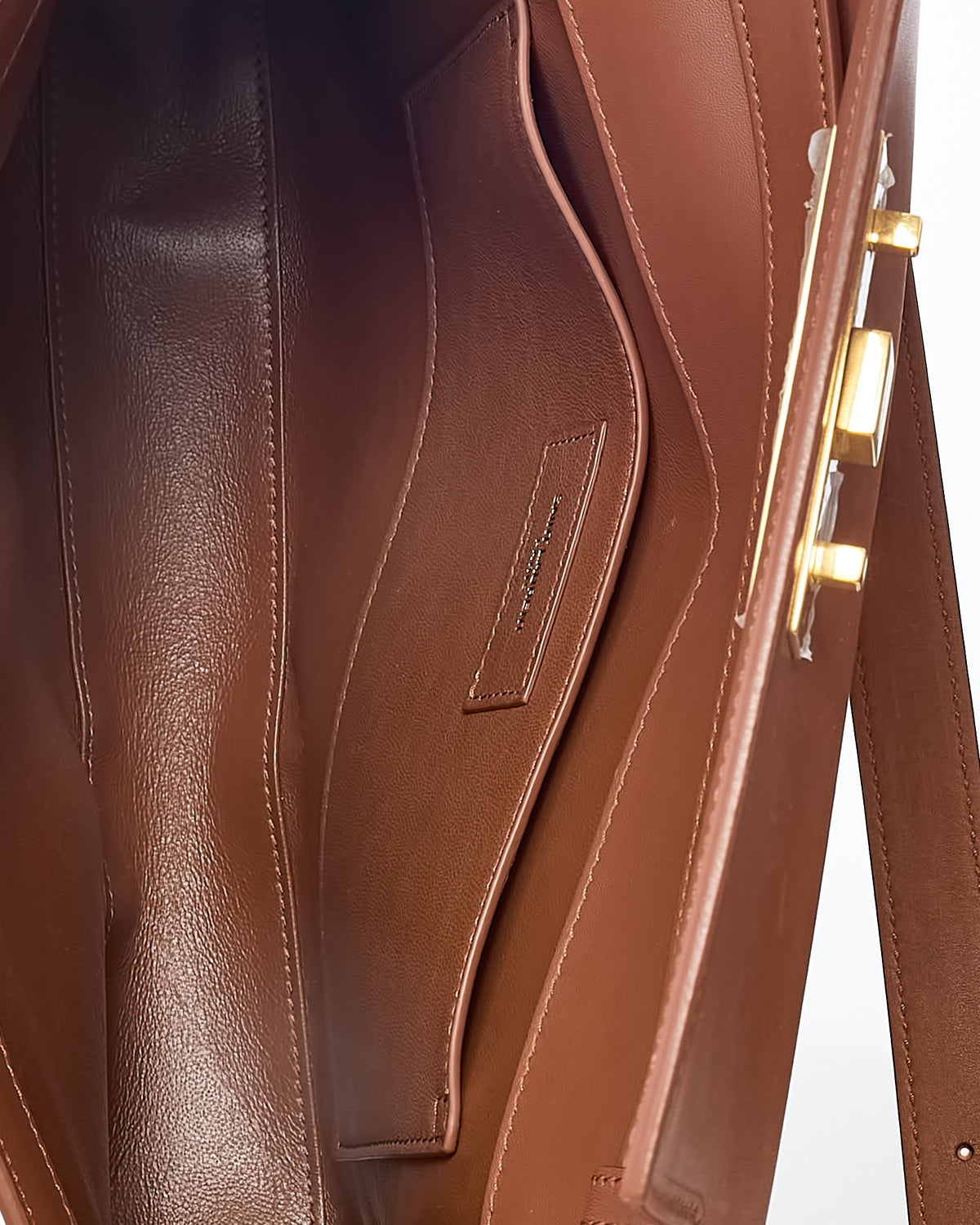 Saint Laurent Brown Brick Leather and Neutral Beige Raffia Manhattan Shoulder Bag