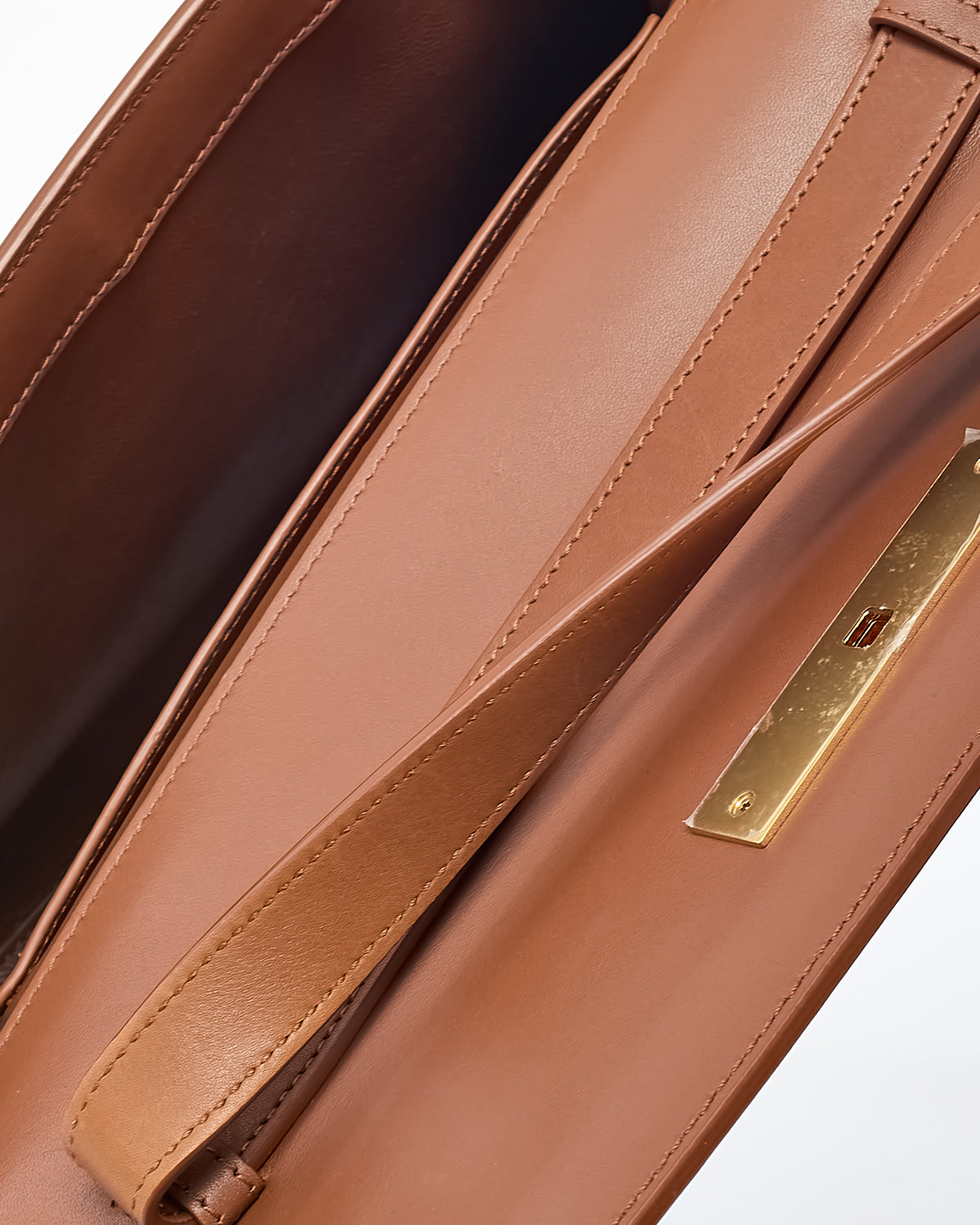 Saint Laurent Brown Brick Leather and Neutral Beige Raffia Manhattan Shoulder Bag