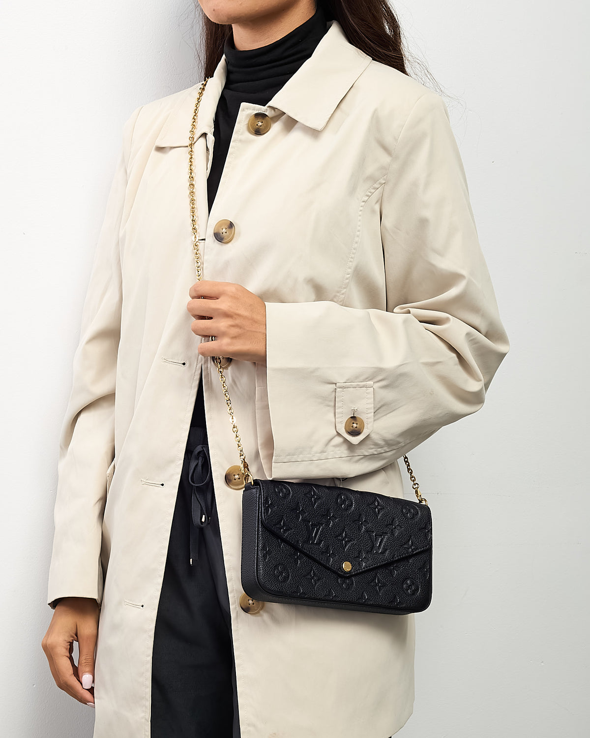 Louis Vuitton Black Monogram Empreinte Leather Felicie Pochette Bag