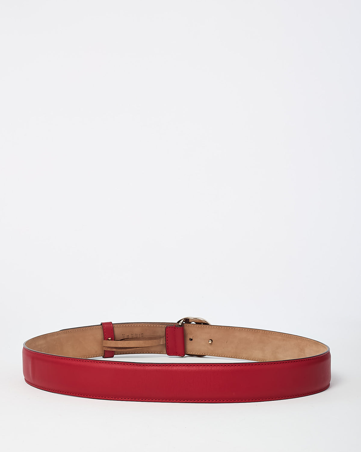 Gucci Red Calfskin Leather GHW Interlocking G Belt - 95