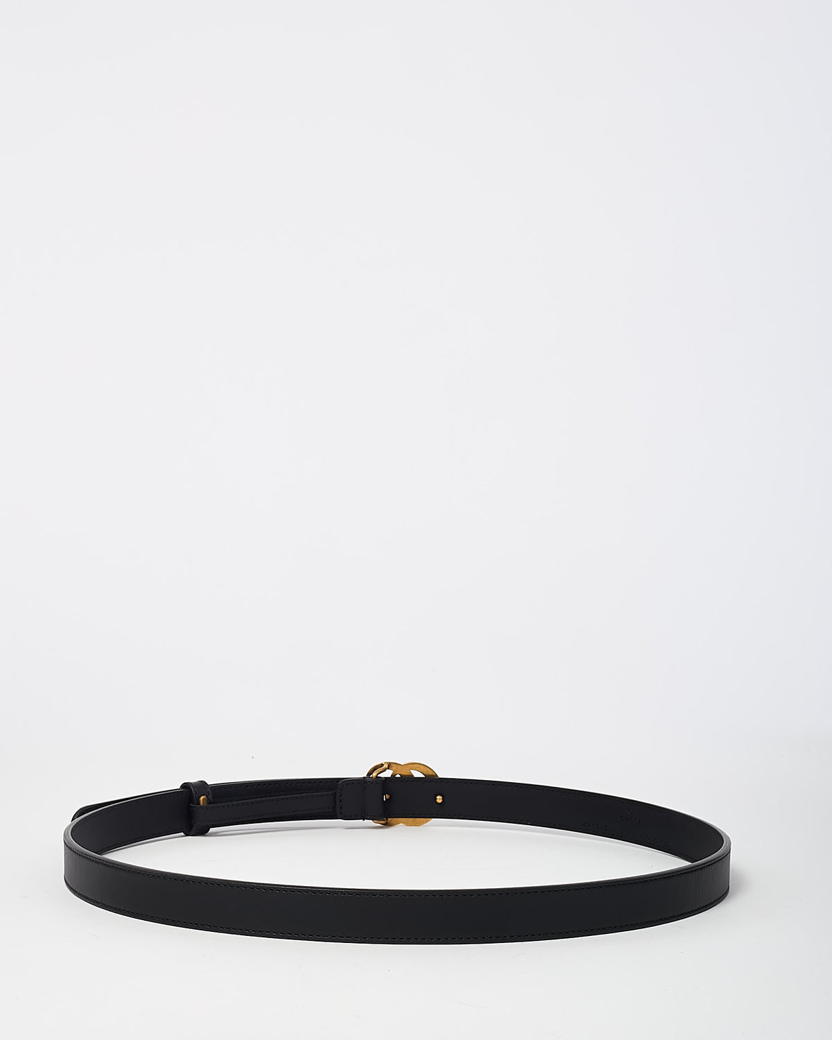 Gucci Black Calfskin Leather Pearl Interlocking G Thin Belt - 90/36