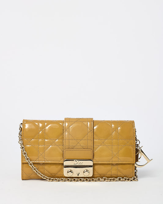 Dior Beige Cannage Patent Leather Miss Dior Chain Wallet Clutch