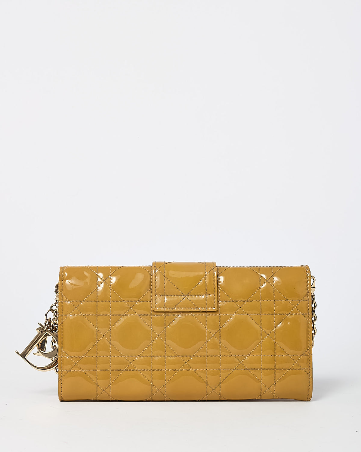 Dior Beige Cannage Patent Leather Miss Dior Chain Wallet Clutch