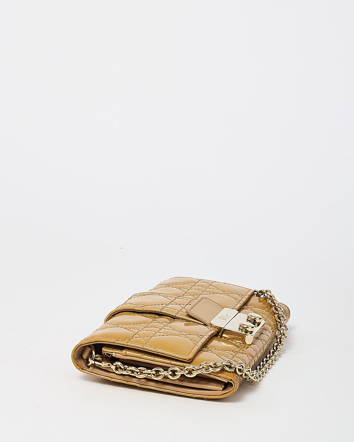 Dior Beige Cannage Patent Leather Miss Dior Chain Wallet Clutch