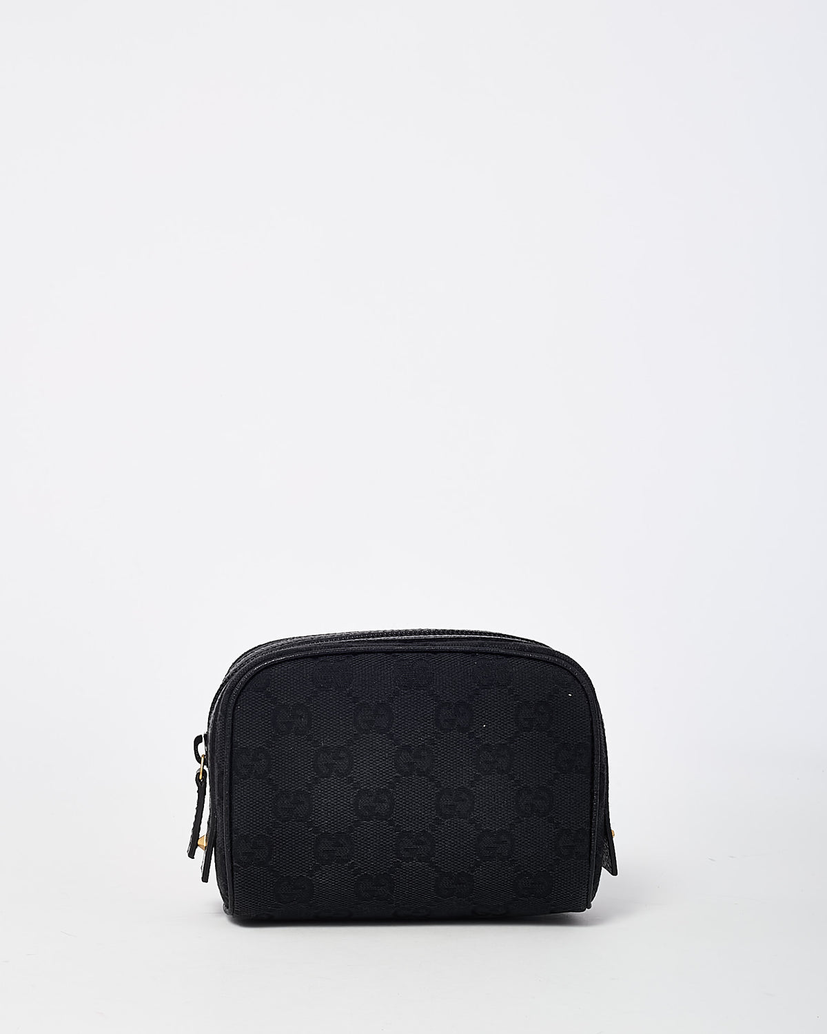 Gucci Black GG Monogram Canvas Zip Around Small Cosmetic Case Pouch