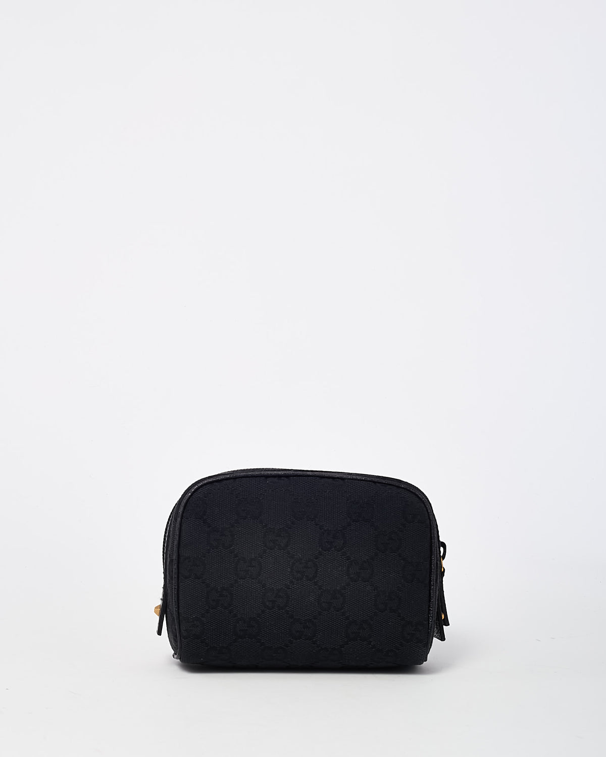 Gucci Black GG Monogram Canvas Zip Around Small Cosmetic Case Pouch