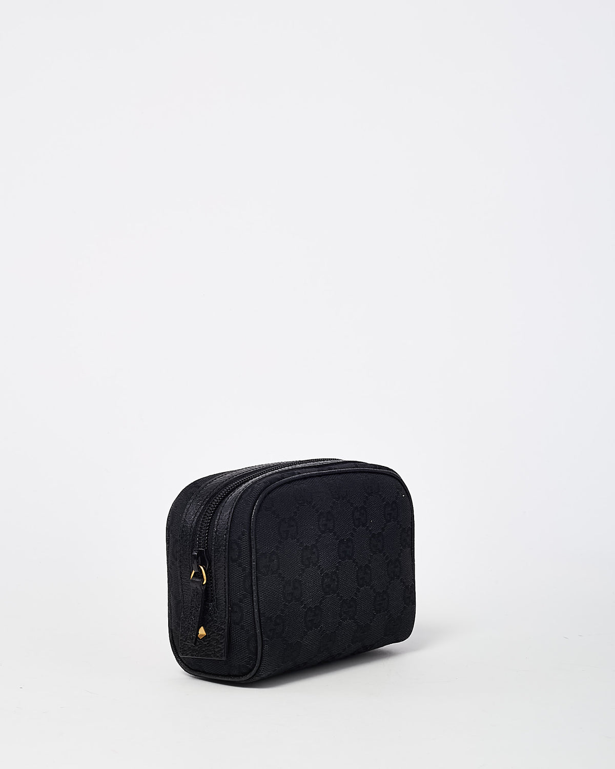 Gucci Black GG Monogram Canvas Zip Around Small Cosmetic Case Pouch