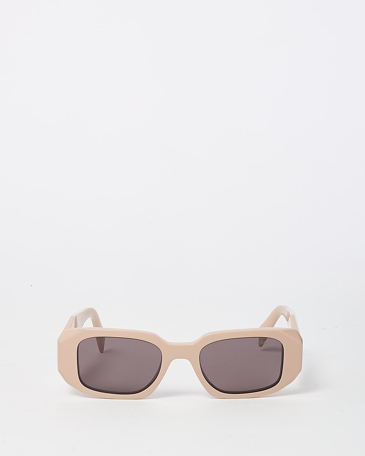 Prada Beige Acetate SPR 17W Triangle Logo Square Sunglasses