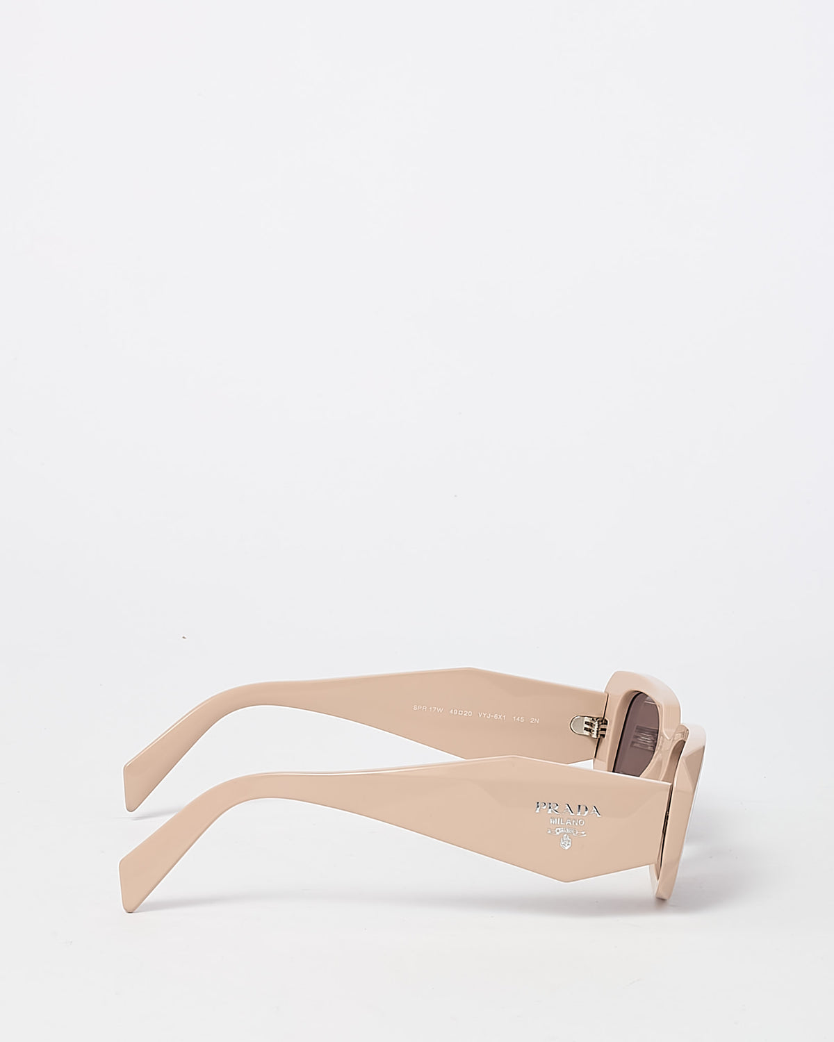 Prada Beige Acetate SPR 17W Triangle Logo Square Sunglasses