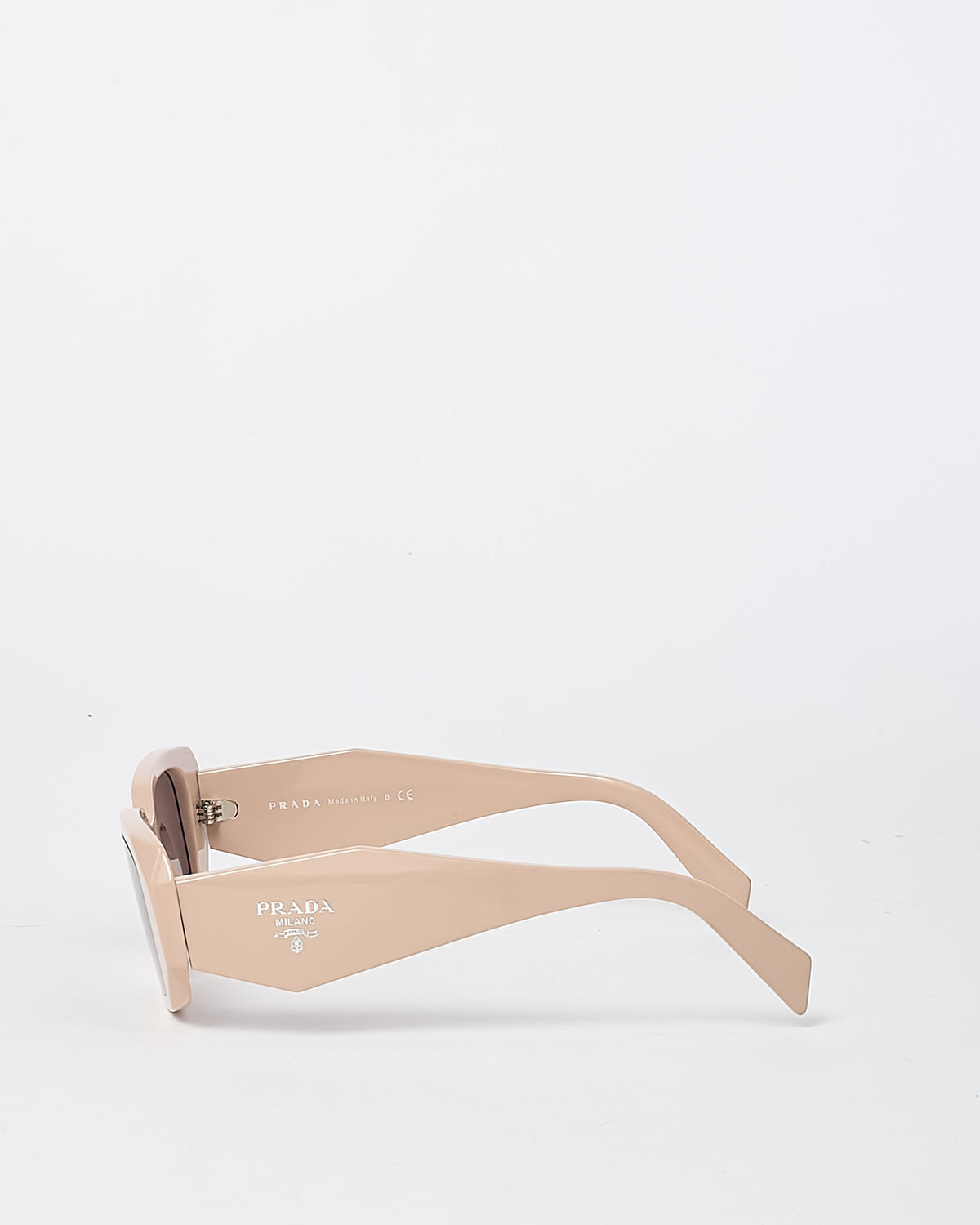 Prada Beige Acetate SPR 17W Triangle Logo Square Sunglasses