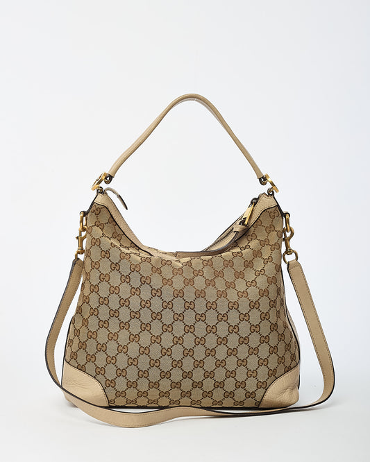 Gucci Neutral Leather and Beige/Brown GG Monogram Canvas Small Miss GG Hobo 2Way Shoulder Bag