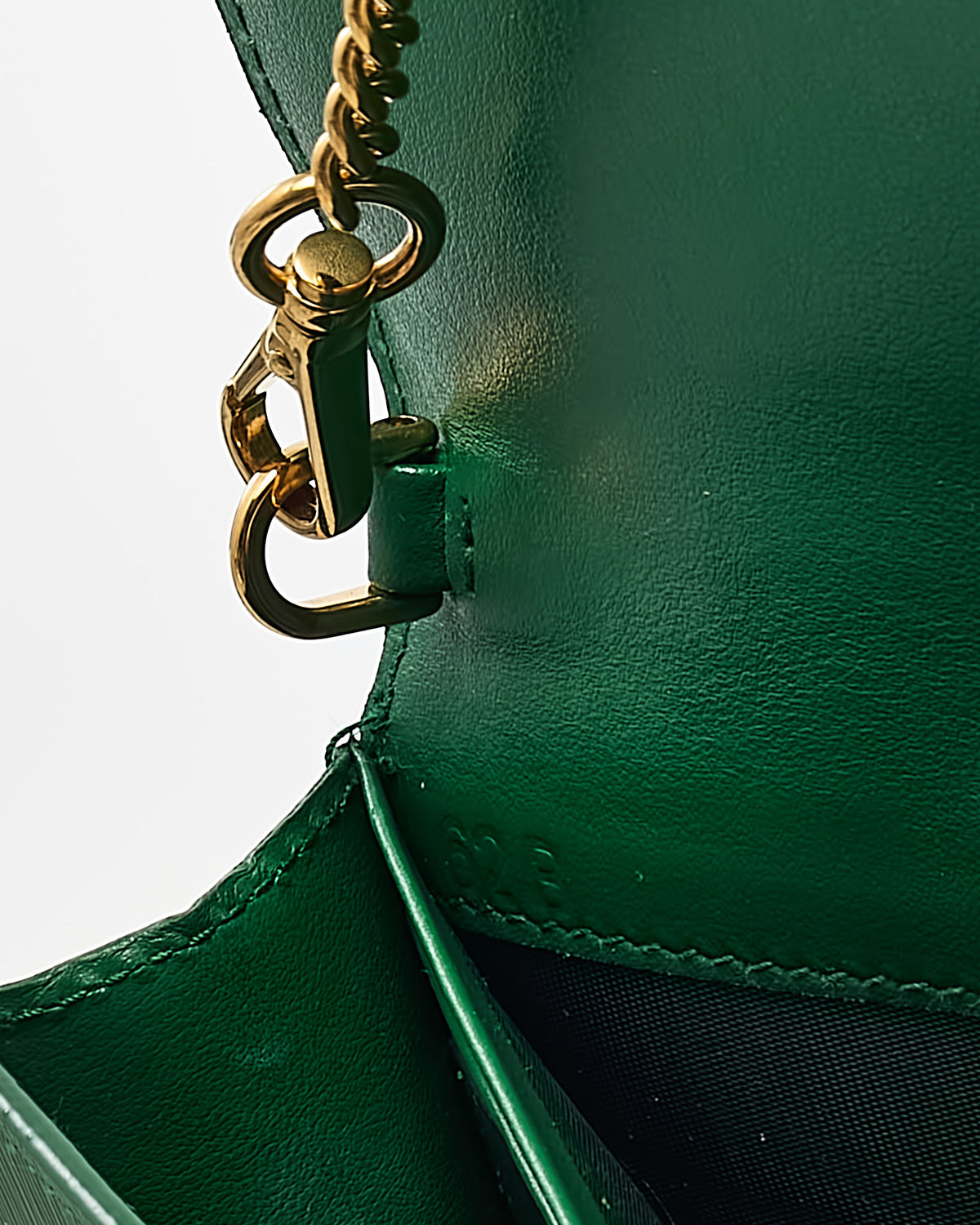 Prada Green Saffiano Leather Triangle Logo WOC Wallet on Chain Crossbody Bag