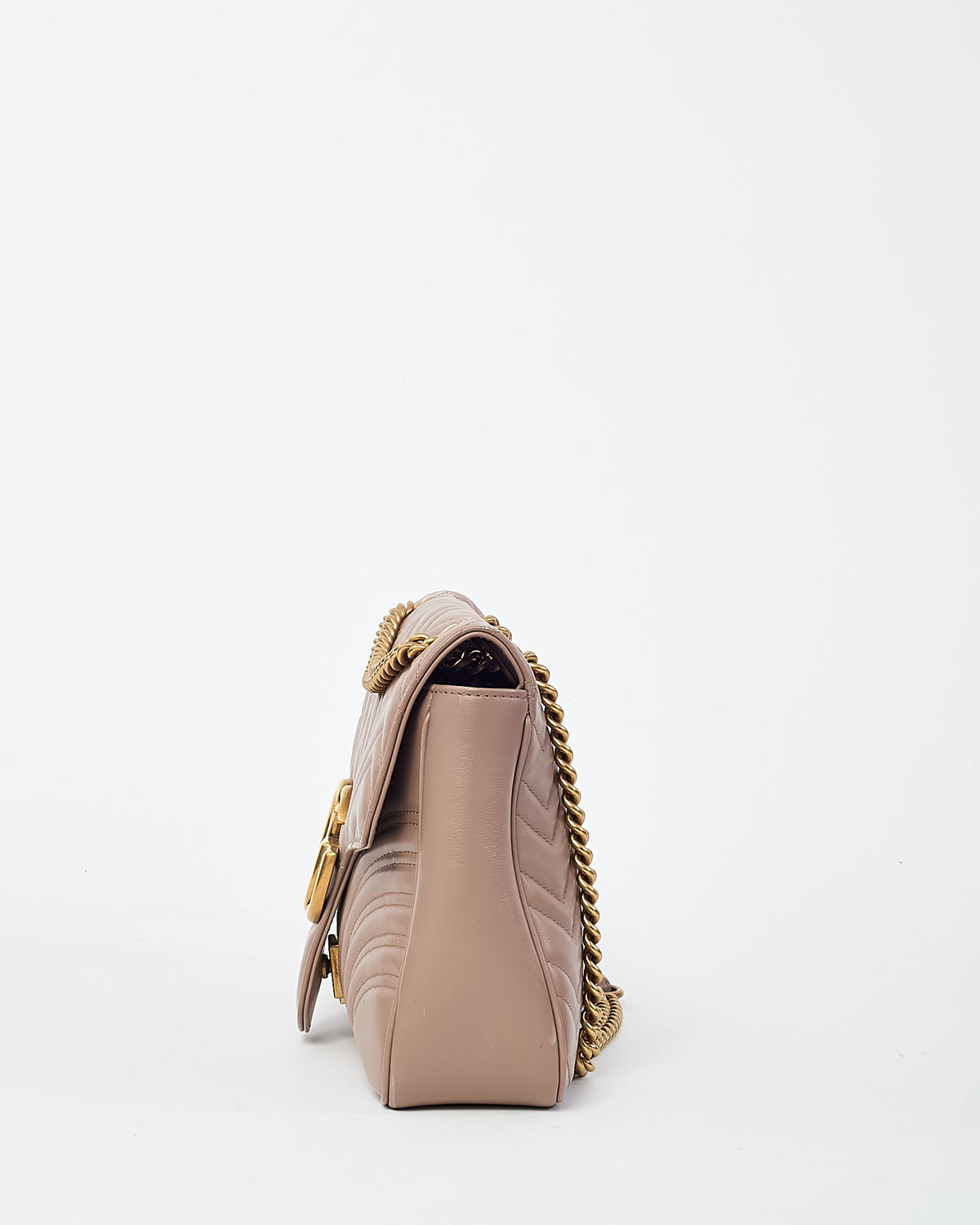 Gucci Dusty Rose Matelassé Leather Medium GG Marmont Shoulder Bag