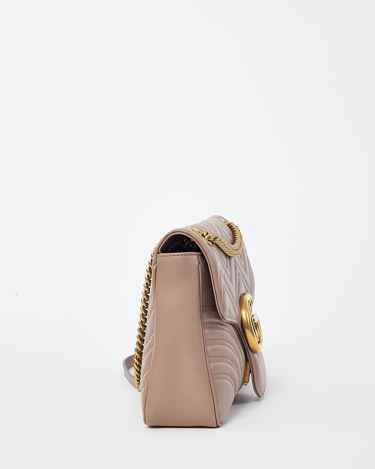 Gucci Dusty Rose Matelassé Leather Medium GG Marmont Shoulder Bag