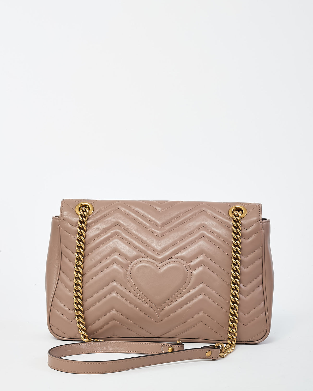 Gucci Dusty Rose Matelassé Leather Medium GG Marmont Shoulder Bag