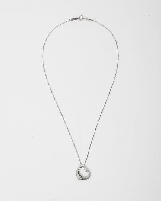 Tiffany & Co. Sterling Silver Elsa Peretti 16mm Open Heart Pendant Necklace