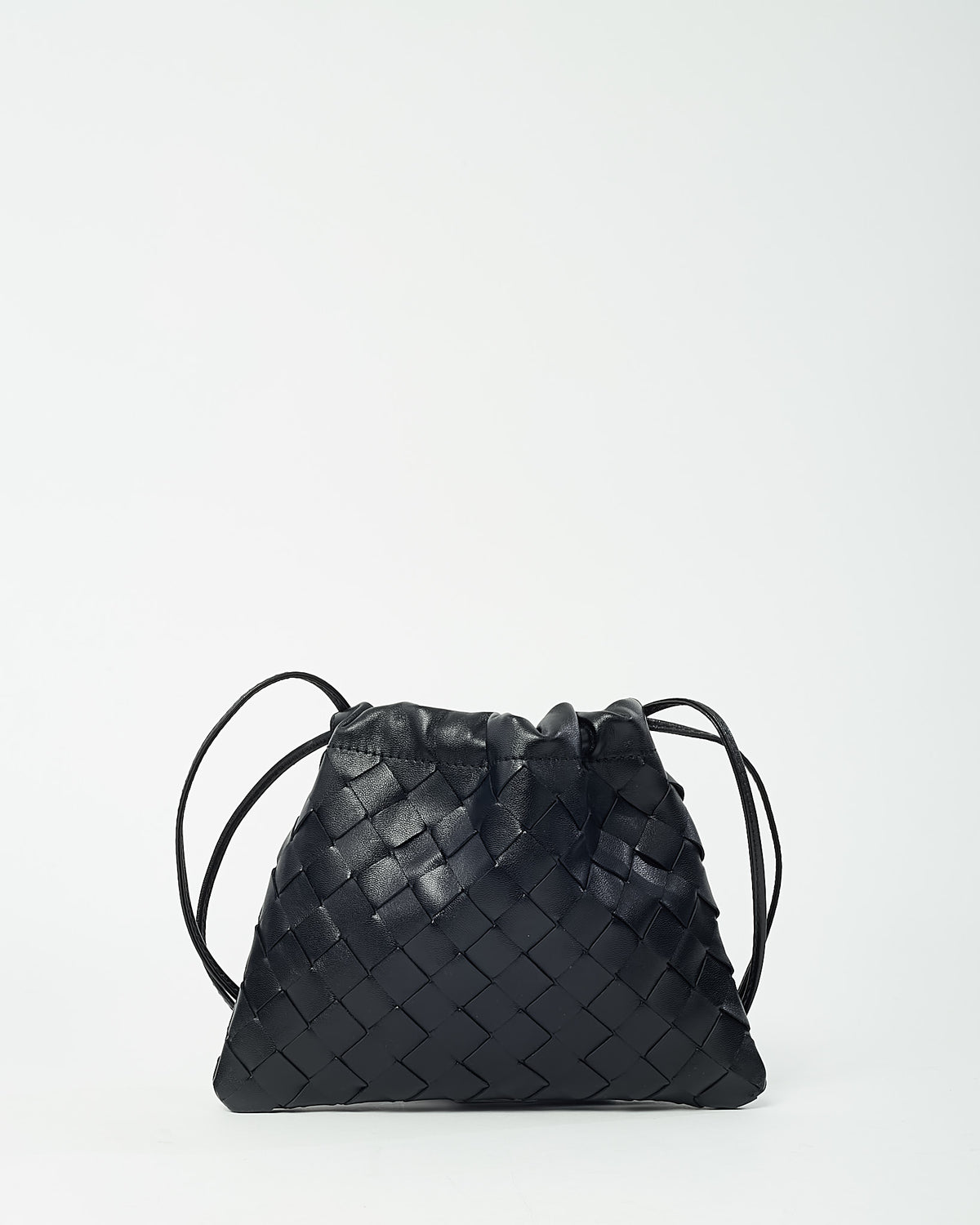 Bottega Veneta Black Intrecciato Calf Leather Small Dust Bag Crossbody Bag