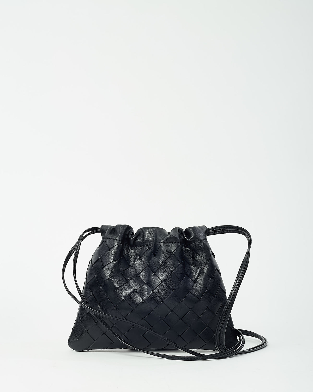 Bottega Veneta Black Intrecciato Calf Leather Small Dust Bag Crossbody Bag