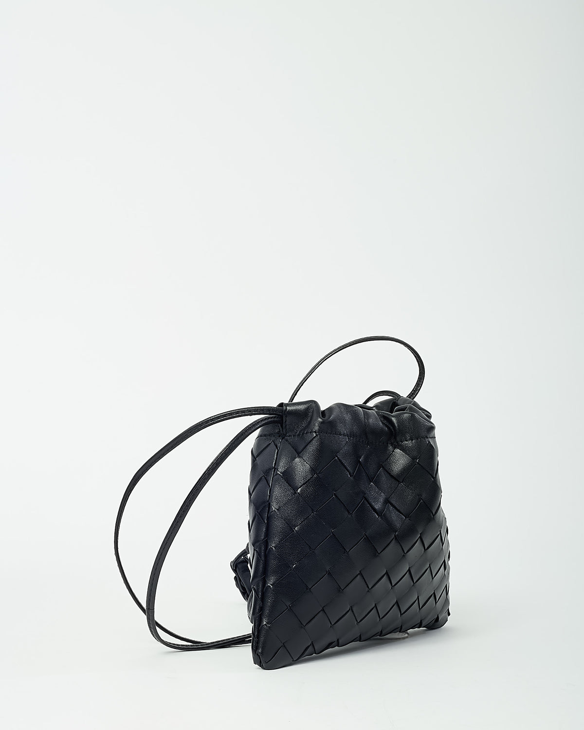 Bottega Veneta Black Intrecciato Calf Leather Small Dust Bag Crossbody Bag