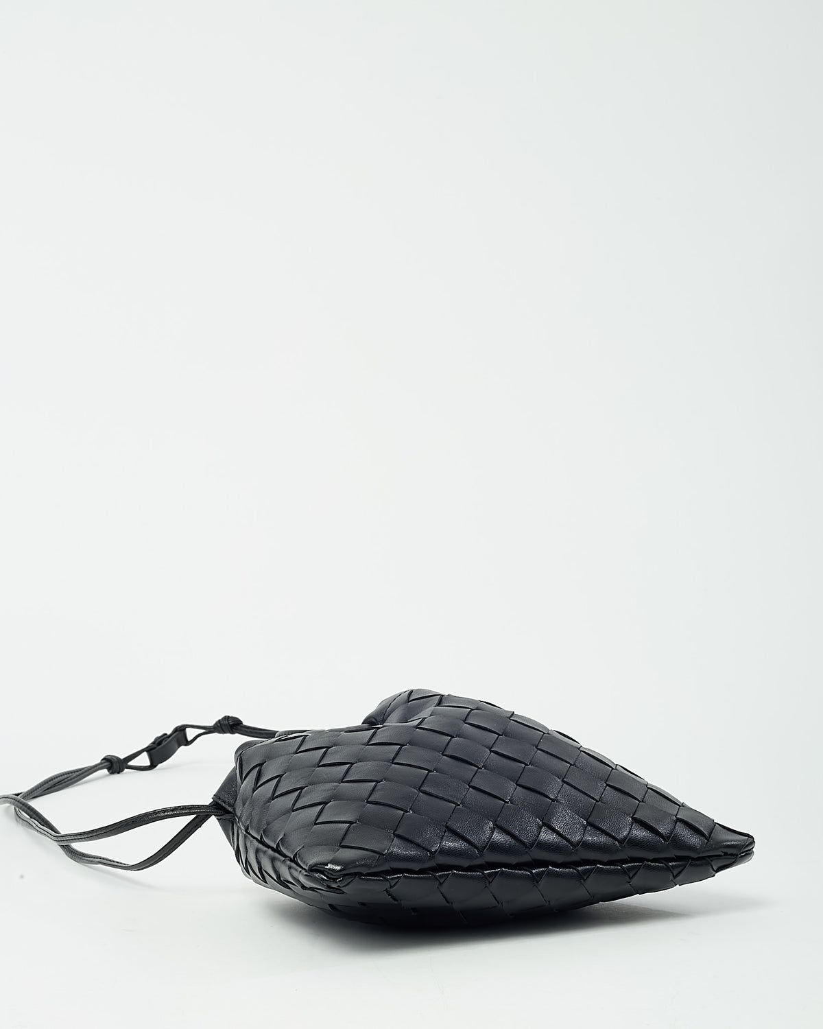 Bottega Veneta Black Intrecciato Calf Leather Small Dust Bag Crossbody Bag