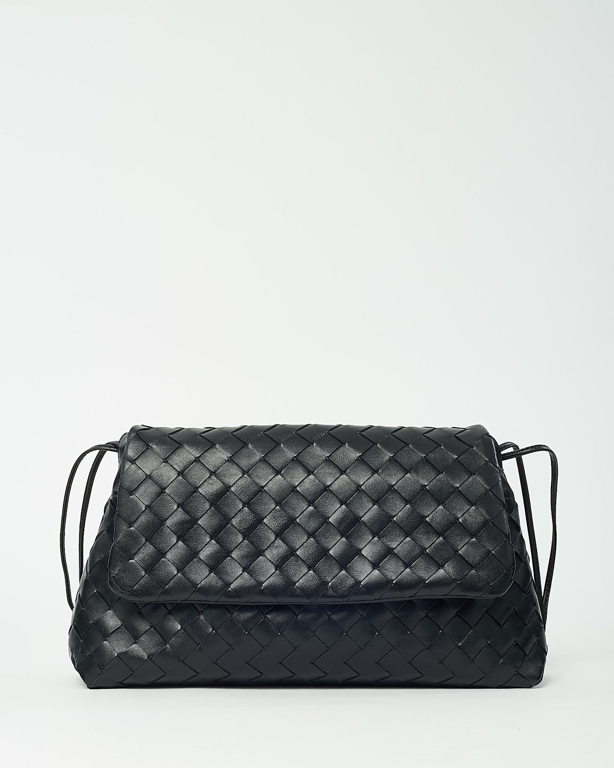 Bottega Veneta Black Intrecciato Leather Giorno Shoulder Bag